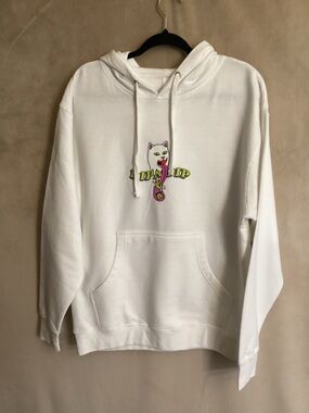 Ripndip White Pullover Hoodie with Drawstring Detail